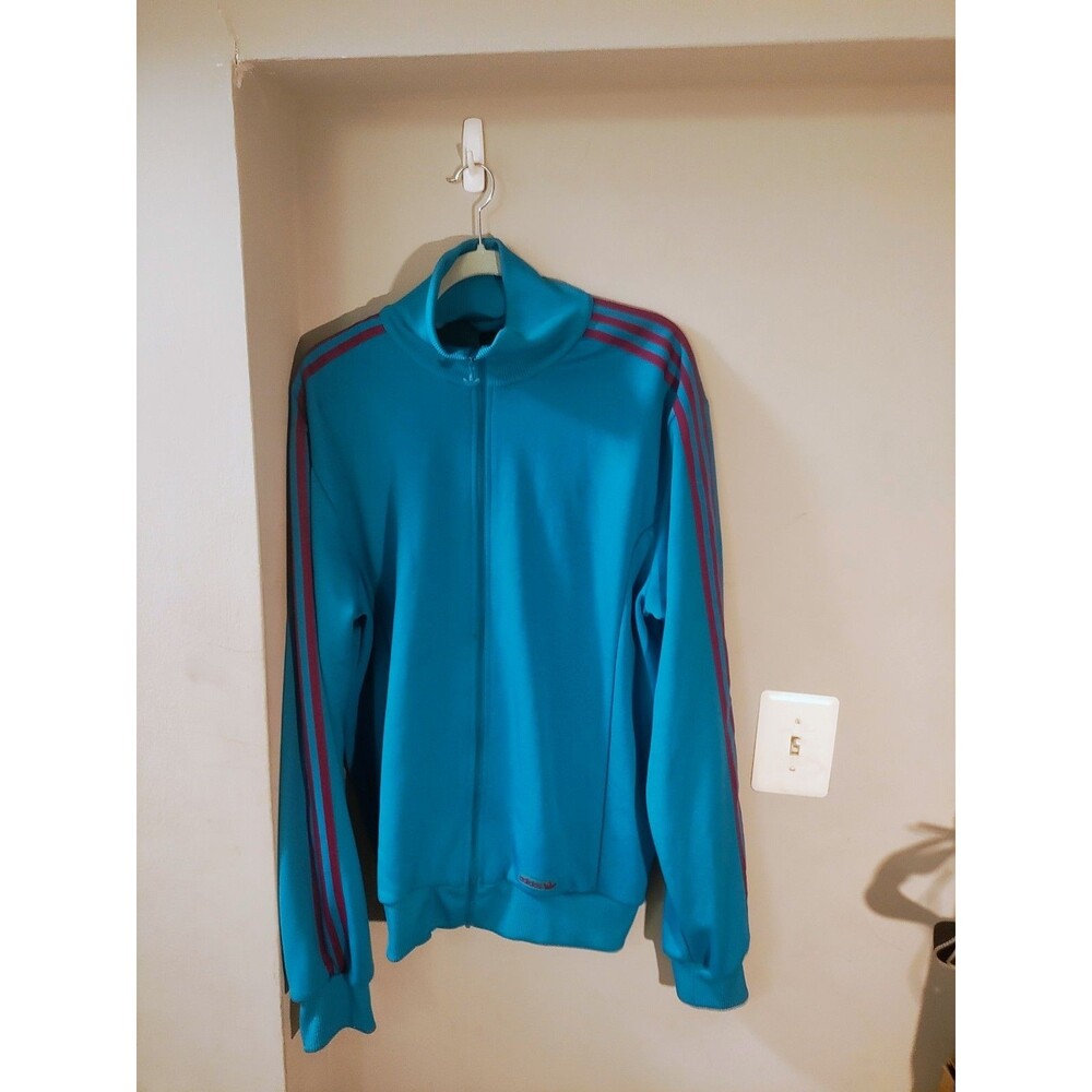 Adidas Originals Trefoil Track Jacket Teal Blue Pink Stripes Full Zip Mens XXL